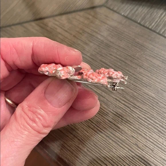 Vintage Pink French Poodle Dog Brooch - Pin Silver-tone Pink Accents - Picture 10 of 16